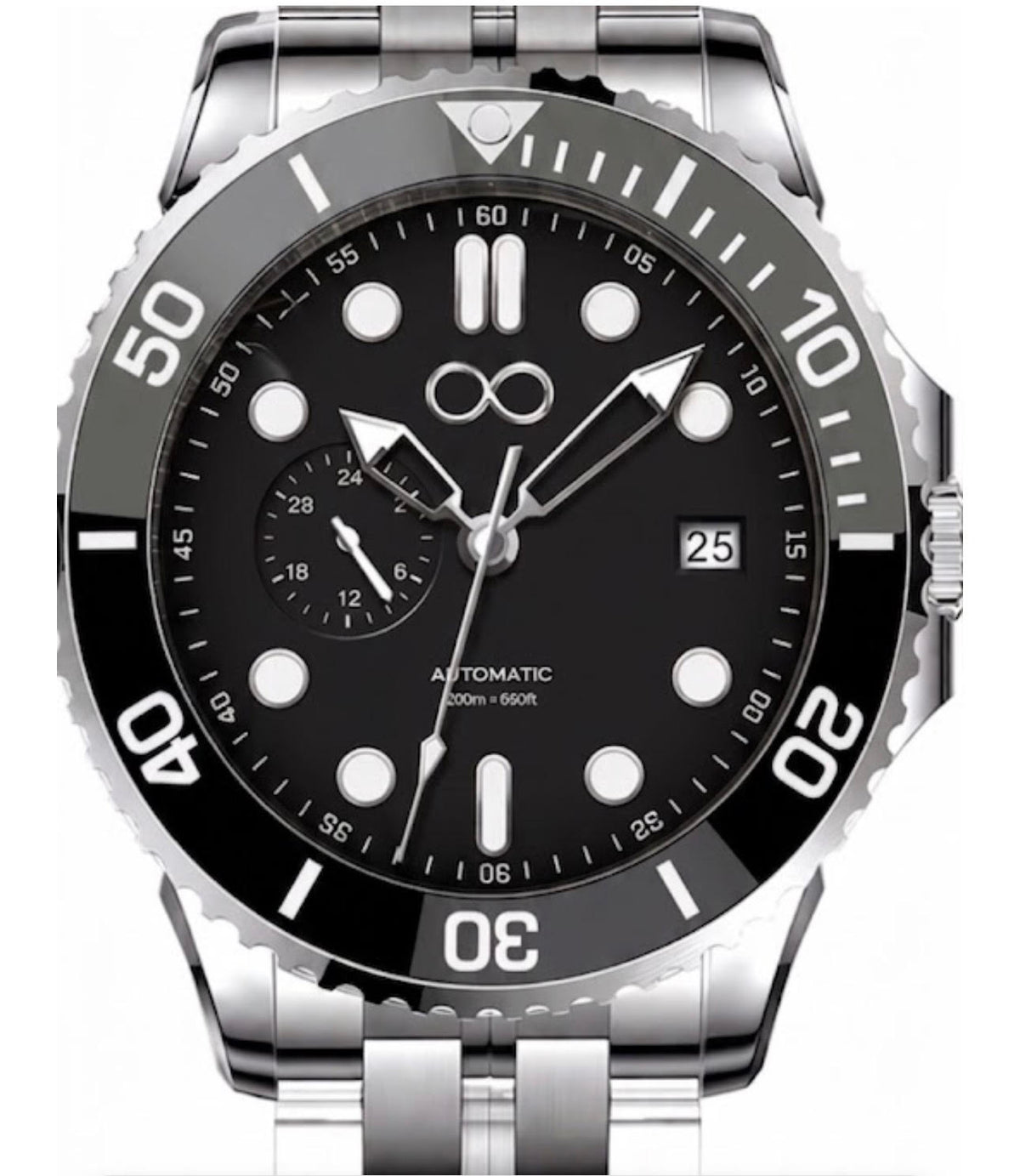 Diver Automatic with matte black dial luminous indices and unidirectional bezel