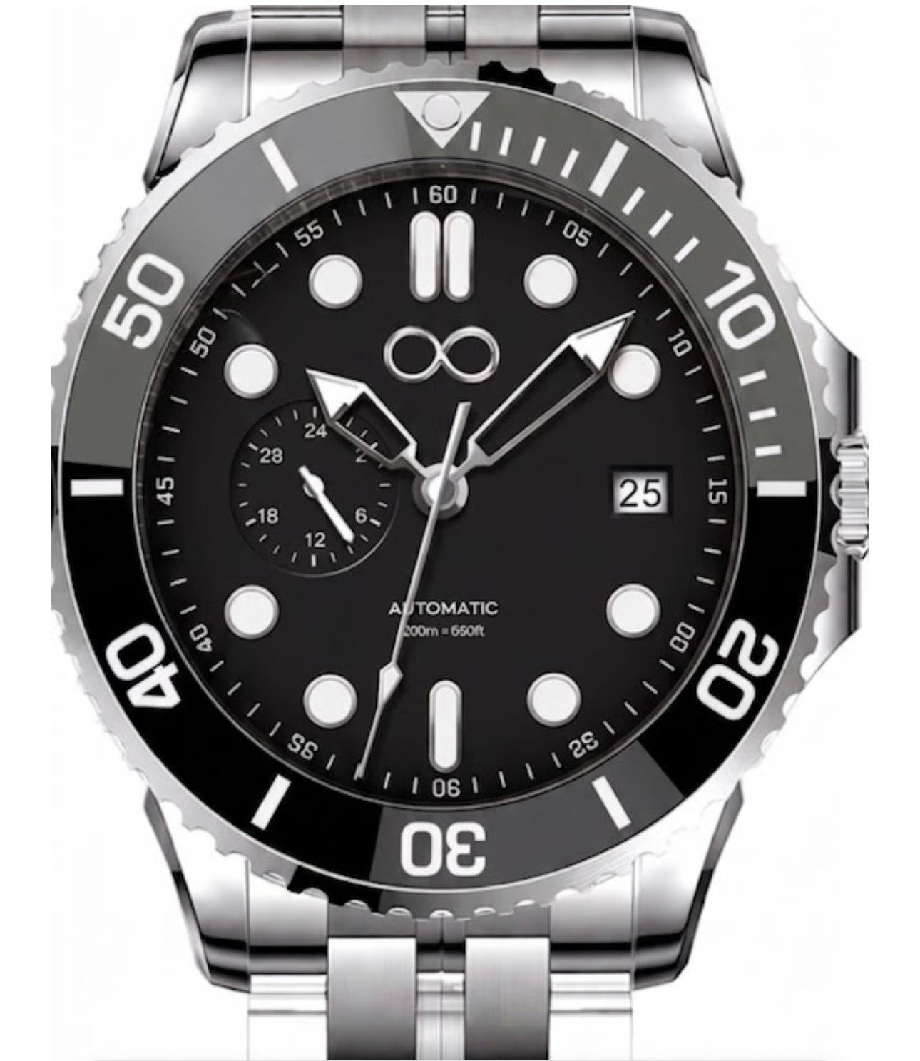 Diver Automatic with matte black dial luminous indices and unidirectional bezel