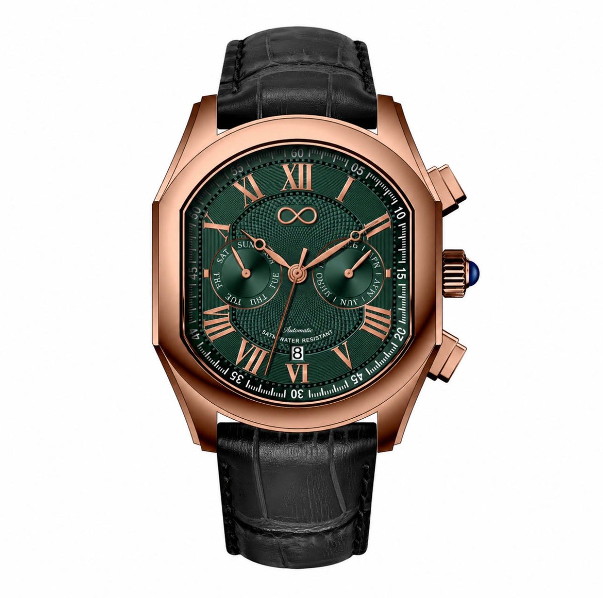 Atelier Chronograph with rose gold case and emerald green guilloché dial